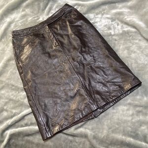 VS2 Knee Length Brown Leather Skirt